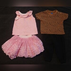 Brown & Pink Girl Matching Set